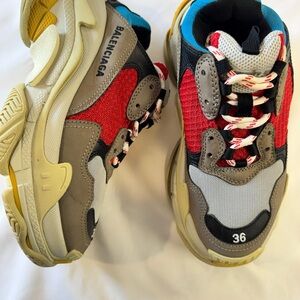 Balenciaga Multi-Color Triple S unisex Sneakers — Red, Gray, Blue, Beige